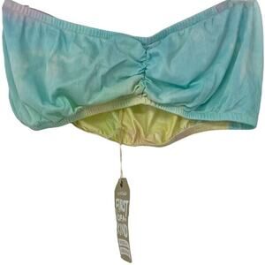 FURST OF A KIND BLUE & PINK TIE DYE STRAPLESS BANDEAU ONE SIZE